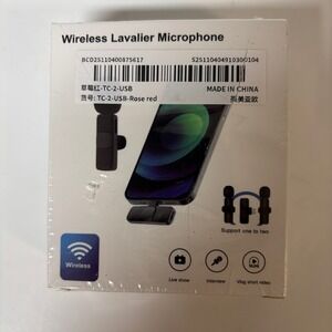 Wireless Lavalier Microphone K9 TC-2-USB Rose Red One to Two Type-C‎ New